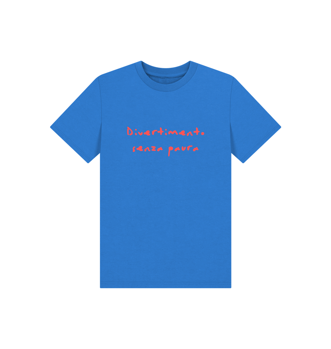 Bright Blue Printed Kids T-Shirt Front