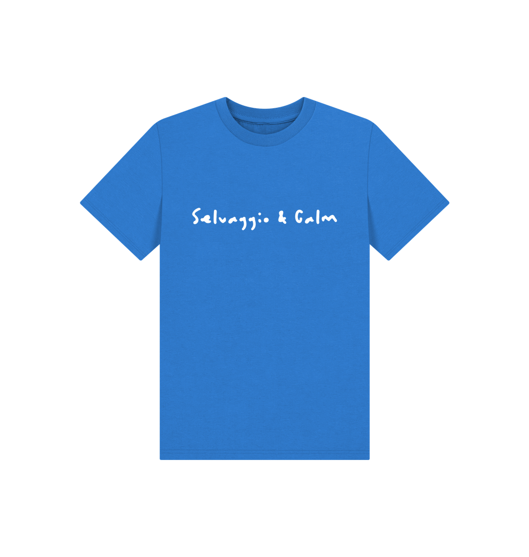Bright Blue Printed Kids T-Shirt Front